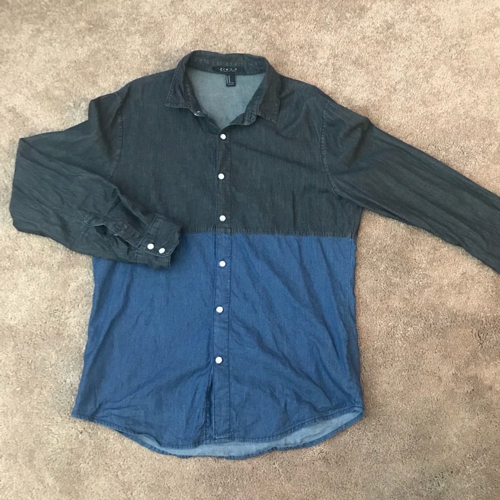 Half Black and Blue Button Down Shirt
